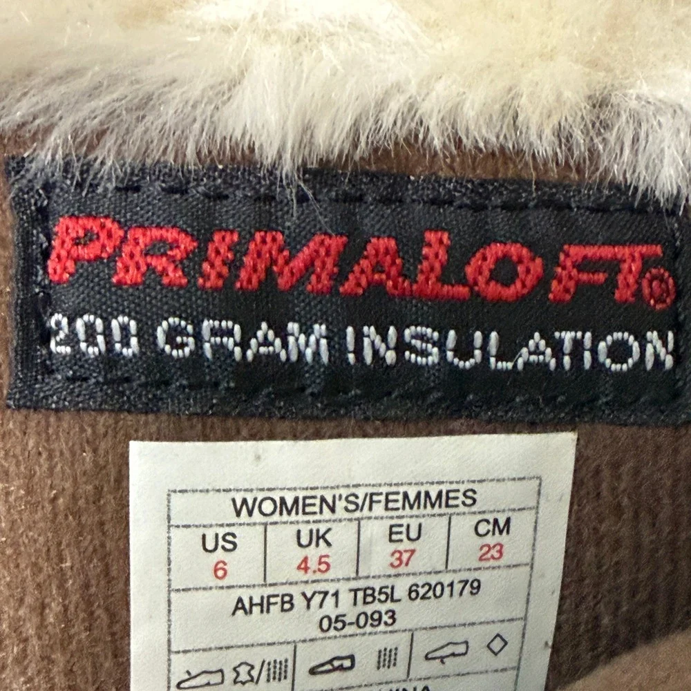 The North Face Adrianne Tall leather Boots Wms Size 6 Brown Faux Fur Trim Zip